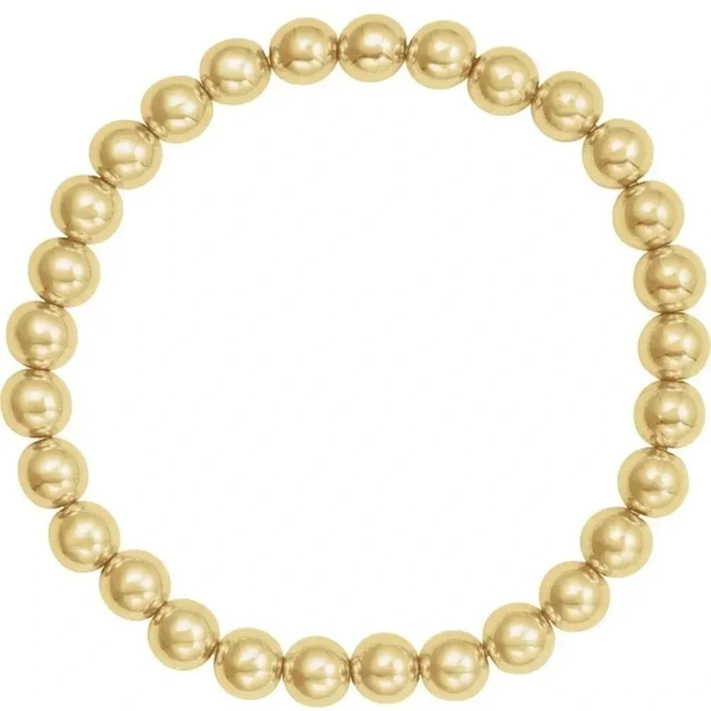 New 14K Yellow Gold-Filled 6 mm stretch Bead 6 1/2